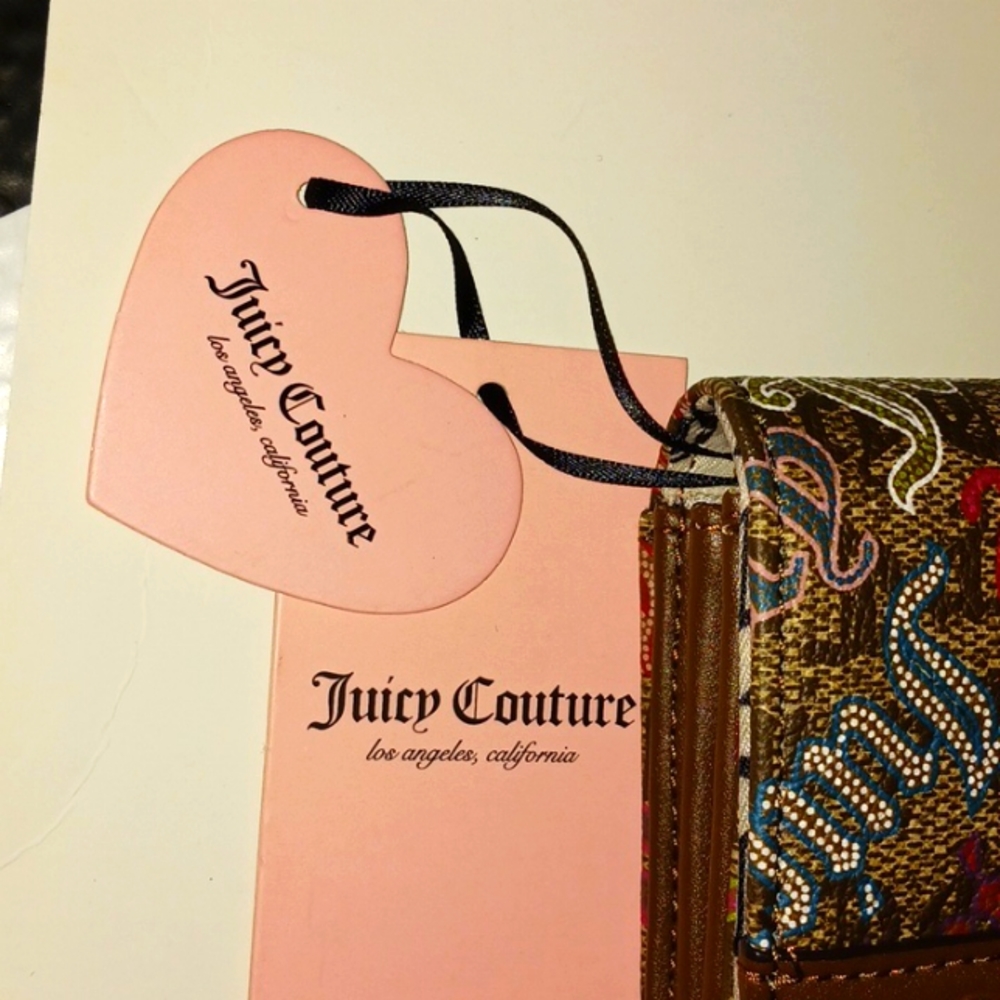 Juicy Couture Chestnut Chino Mult Glam Elongated Flap Wallet Accessories Vegan - Picture 3 of 16
